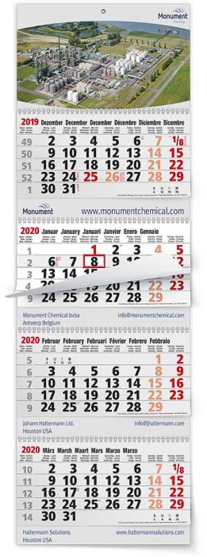 Calendrier 4 mois feuillets multi blocs maxi xtra gris