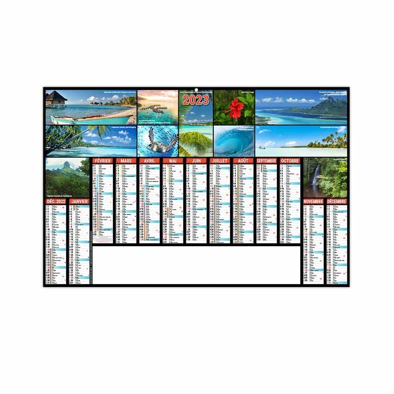 Calendrier publicitaire de banque personnalisé planning carton carton 13 mois Atolls