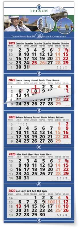 Calendrier 5 mois feuillets multi blocs maxi compact gris