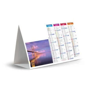 Calendrier publicitaire chevalet de comptoir tous sur les ponts 2024 avec photographies de ponts célèbres dans le monde 2ème quadrimestre de l' année 2024