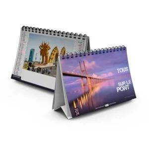 Calendrier publicitaire chevalet standard de tous sur le pont avec 7 feuillets, année 2024, avec des photographies de grands ponts spectaculaire dans le monde.