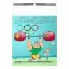 Calendrier publicitaire illustré par 7 dessins humoristiques de sports olympiques à Paris en 2024 haltères gonflées à l'air !!!
