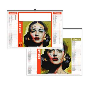 Calendrier publicitaire illustré 6 feuilles ECONOMIQUE - POP'ART