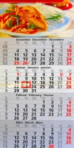 Calendrier publicitaire 4 mois ac 12 feuillets