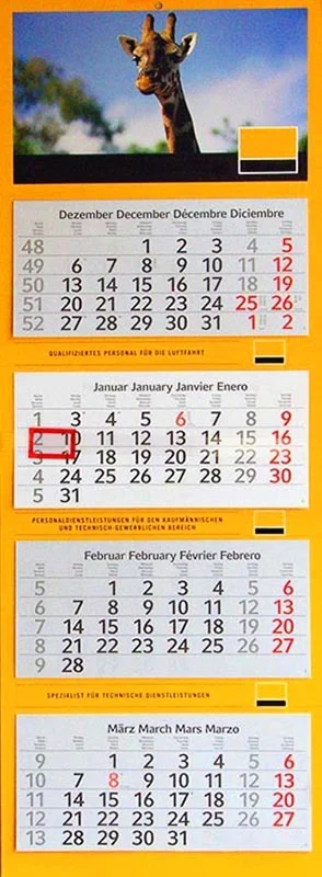 Calendrier publicitaire multiblocs 3 mois