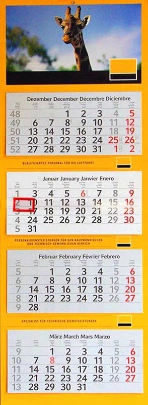 Calendrier publicitaire multiblocs 5 mois