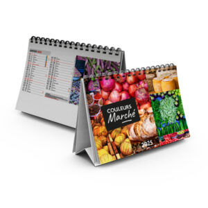 Calendrier publicitaire chevalet de bureau 13 feuillets COULEURS MARCHÉ
